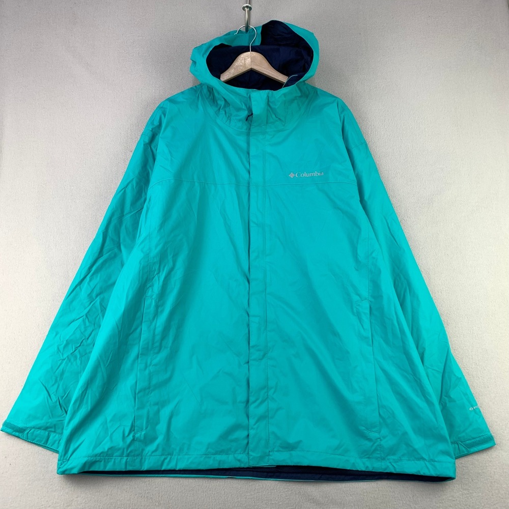 Columbia Watertight II Rain Jacket Womens 2X Teal Omni-Tech Lightweight Hooded